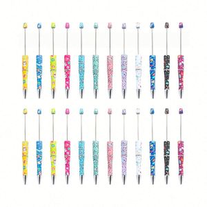 Stylo à bille rotatif personnalisé en plastique avec perles, multicolore, imprimé, pour cadeau promotionnel - Product Image 1
