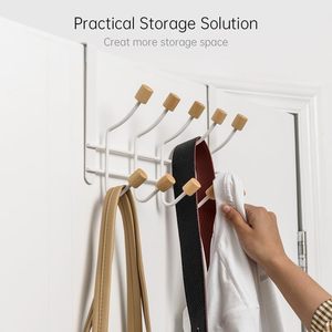 Sturdy Metal Over Door Wooden Hooks Organizer Rack for Hanging <b>Coats</b> Hats <b>Robes</b> Towels,Bathroom Bedroom Door Hangers - Product Image 2