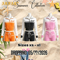 Ensemble 2 pièces personnalisé en tricot gaufré à manches longues pour femme, avec short taille basse à cordon de serrage, style streetwear, survêtement pour femme