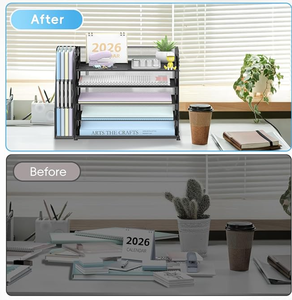 ที่จัดระเบียบโต๊ะทำงาน 5 ชั้น พร้อมที่ใส่แฟ้ม ที่จัดระเบียบอุปกรณ์สำนักงาน และที่เก็บกระดาษ ที่จัดระเบียบเอกสารแบบตาข่ายสำหรับวางบนโต๊ะ - Product Image 4