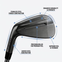 Ensemble de fers de golf pour gauchers, finition PVD noire, 4-PW, manche en acier, fers pour gauchers avec logo personnalisé, prix d'usine