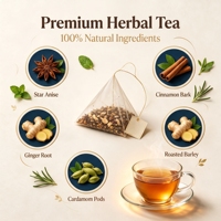 Thé anti-stress 6 herbes super apaisantes, mélange épicé sans caféine avec racine de réglisse, gingembre et cannelle, naturellement sucré