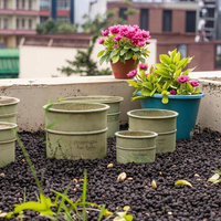 Pot bunga tanah liat serat warna-warni terlaris pot penanaman taman luar ruangan dengan lubang drainase Biodegradable & ramah lingkungan