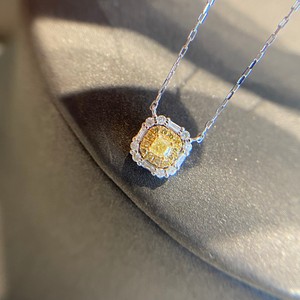 Collar con Colgante de Diamante Amarillo de Oro Sólido de 18K Xinfly, Collar con Doble Halo de Diamantes Baguette, Joyería Fina para Mujer - Product Image 2