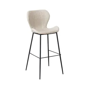 Chrome and black synthetic leather coated painting leg bar stool dining chair
