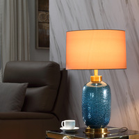 Lampe de chevet de bureau moderne Décoration simple classique de style chinois avec base en verre Veilleuse LED Nouvelle lampe de table LED moderne