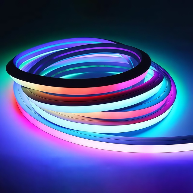 KCX Addressable Silicone Neon Flex Strip Waterproof IP68 12V/24V Magic Color RGBIC SMD3535 Programmable LED Neon Light Strip