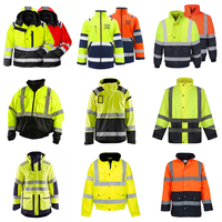 Vêtements de sécurité d'hiver imperméables et réfléchissants haute visibilité Manteau de travail Uniforme de sécurité du trafic de charbon Veste haute visibilité
