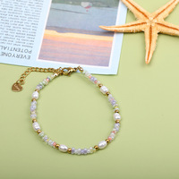 Bracelet en acier inoxydable avec perles d'eau douce et améthyste, couleur inspirée de Maillard, bijou polyvalent en perles de riz importées, vente en gros