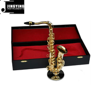 Modèle de saxophone ténor miniature Jingying Music 2024, modèle de saxophone ténor miniature en laiton, décoration d'intérieur, cadeau d'instrument de musique pour anniversaire