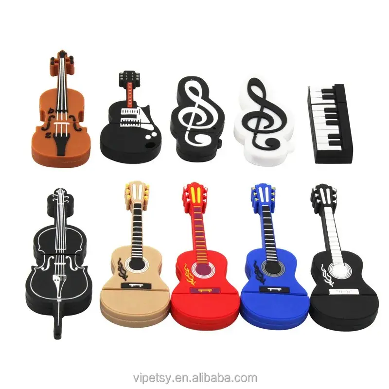 PVC gitar özel sevimli 2.0 enstrüman piyano gitar not keman 64GB USB flash sürücü kalem sürücü 4GB 8GB 16GB 32GB U disk