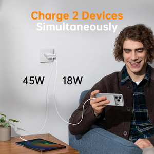 เครื่องชาร์จเร็ว PD 65W แบบพกพาขนาดกะทัดรัดน้ำหนักเบาพกพาได้ QC3ปลั๊ก USB-<span class=keywords><strong>C</strong></span> หลายพอร์ตสำหรับ iPhone iPad <span class=keywords><strong>Mac</strong></span> sumsung - Product Image 3