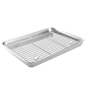 Set di Teglie e Griglie Multifunzione RRR in Acciaio Inox Ecologico, Piccole Teglie Argento per Pane e Barbecue - Product Image 2
