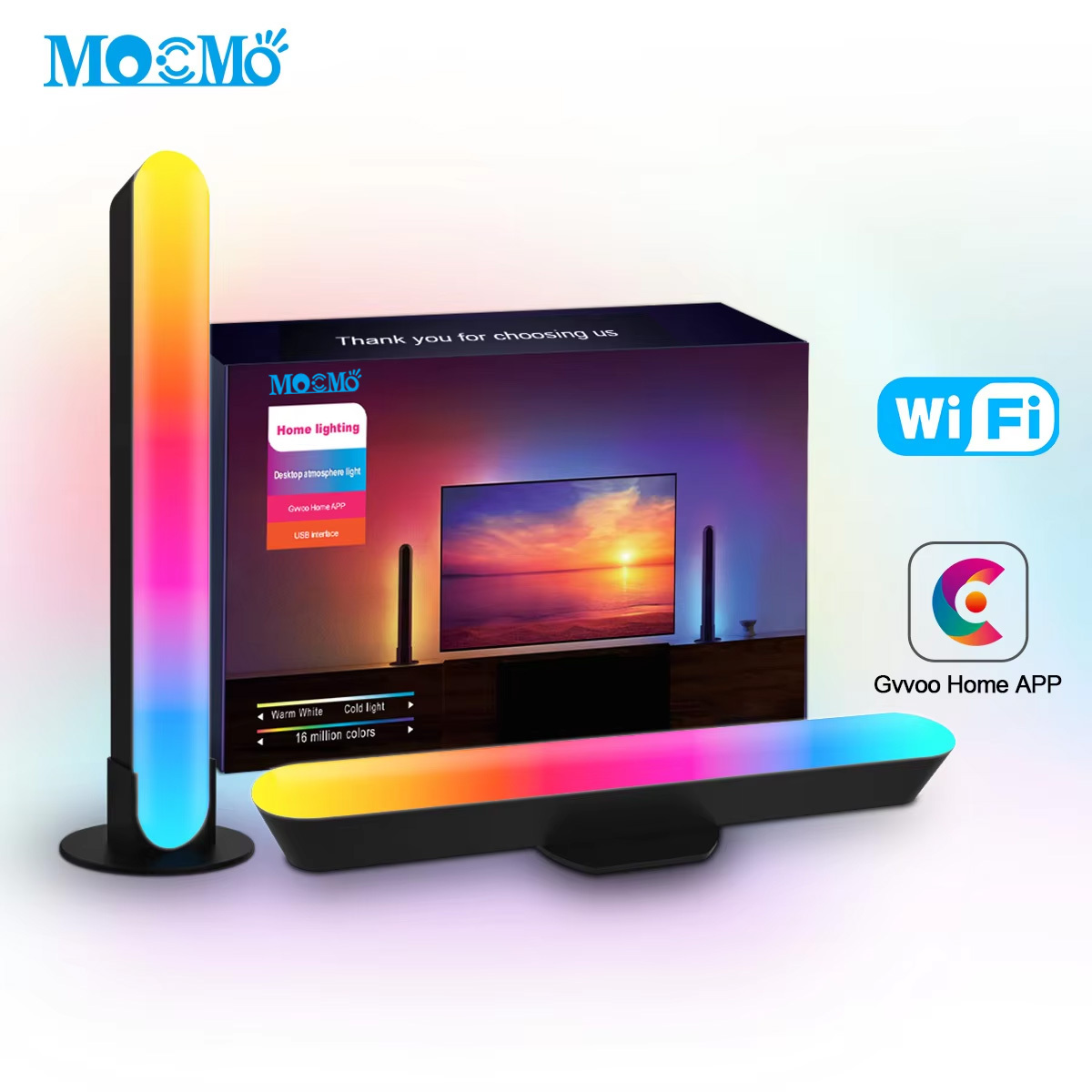 5v 2 Music Spectrum and 10 Music Modes Sync Your Music RGB LED Smart Light Bars for TV PC Gaming Movies Room