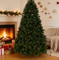 Sapin de Noël artificiel autoportant de 2,3 m, pré-éclairé avec lumières incandescentes claires, aiguilles de sapin bleues pleines et denses, pour la maison et les fêtes en intérieur