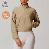 Services OEM et ODM, veste bomber à col montant et fermeture éclair, vêtements de sport imperméables et respirants, softshell uni, vêtements de sport pour femmes