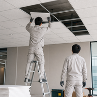 Panneau de plafond acoustique en laine minérale 600x1200, dalle de plafond en fibre minérale, bord carré, panneau de plafond suspendu
