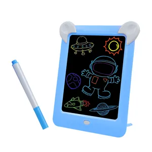 可爱形状3D魔术照明板，带粉色和蓝色可擦除手写板发光艺术家绘图板玩具
