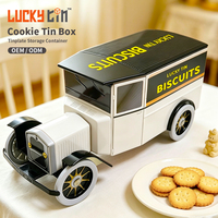 Boîte à biscuits en métal en forme de fourgonnette de livraison vintage porte-bonheur, personnalisable avec logo, pour rangement de biscuits, vente en gros, OEM, marque privée, cadeau