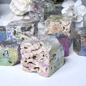 Cubo de cristal de esfalerita natural con revestimiento Aura Crystalhola al por mayor, tallado de moda, regalos de decoración para el hogar, seguro - Product Image 2