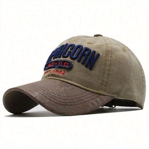 Wholesale <b>Mens</b> Custom Sports <b>Cap</b> Washed PU Brim Two Tone Leisure <b>Baseball</b> <b>Cap</b> With Embroidery - Product Image 2