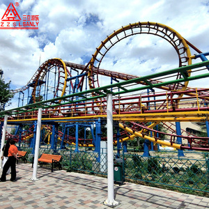Manège de montagnes russes extérieures à 4 boucles en acier, grande sensations fortes extrêmes, train de parc d'attractions à vendre - Product Image 1