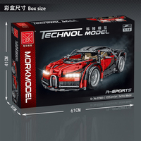 Mork 023001-2 Vente chaude 1:14 Modèle de véhicule Bugitta Technol rouge Blocs de construction Cadeau pour garçons 1225PCS Super voiture de course Jouets de construction