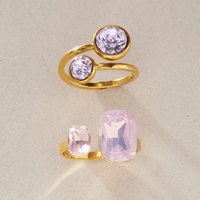 14K Vergoldeter Pastellfarbener Edelstein Offener Manschettenring Schmuck Bunter Kristall Nicht Anlaufender IGI-Zertifizierter Labor-Gezüchteter Diamantring