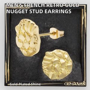 ต่างหูทรงเรขาคณิตสไตล์ฮิปฮอปสุดฮิตจาก DUYIZHAO สำหรับทุกเพศ ดีไซน์หรูหรา ประดับทองคำแท้ทรงก้อนทองคำ บนตัวเรือนทองแดง พร้อมใบรับรอง IGI - Product Image 2