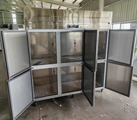 Réfrigérateur-congélateur vertical commercial en acier inoxydable, refroidissement par air, refroidissement direct, double température, argent, dégivrage automatique