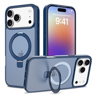 Nouvel Arrivage : Coque Magnétique Anti-Traces de Doigts avec Anneau Métallique et Béquille pour iPhone 17 16 15 Pro Max
