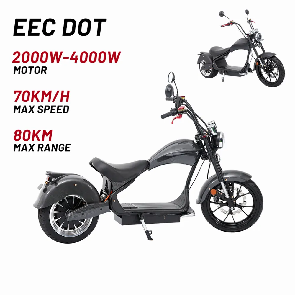 Güçlü elektrikli motosiklet citycoco e scooter 4000W yüksek hızlı elektrikli scooter