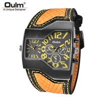 Oulm – montres de luxe pour hommes, Quartz Unique, multi-fuseau horaire, bracelet en cuir pour hommes, 1220