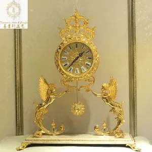 Avrupa lüks stil masa saati ev dekorasyon melek masa ve masa saati altın kristal masa saati