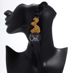 2025 nouveauté personnalisé néon pendentif haute qualité acrylique drôle crâne toxique gaz boucles d'oreilles pour les femmes - Product Image 6