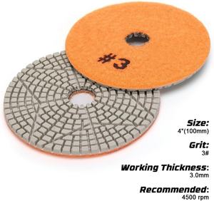 Tampon de <span class=keywords><strong>polissage</strong></span> diamanté flexible JDK 4 pouces 3 étapes pour granit, quartzite, marbre, pierre d'ingénierie, utilisation humide et sèche, 100 mm OEM - Product Image 5
