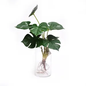 Plantes Monstera réaliste, 1 pièce, fausse plante de fromage suisse, verte artificielle, avec racines, pour décoration de jardin de Restaurant d'hôtel