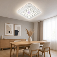 Plafonnier carré Zhongshan avec motif plume, panneau central lavande, cadre blanc en acrylique superposé pour escalier, salon