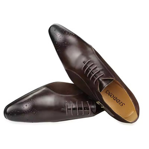 Chaussures habillées en cuir noir haut de gamme pour hommes, personnalisables, élégantes, pour le bureau et la carrière, printemps-été, respirantes, légères, à bout carré - Product Image 4