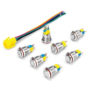 Sample Link 16B Power Circle <strong>Led</strong> Flat Head Latching <strong>Miniature</strong> Metal <strong>Push</strong> <strong>Button</strong> on off Switches - Product Image 1
