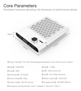 Nuevo Diseño Profesional, Potente Colector de Polvo <span class=keywords><strong>para</strong></span> <span class=keywords><strong>Uñas</strong></span> de Alta Tecnología, Aspiradora de 12V, Material ABS, Portátil <span class=keywords><strong>para</strong></span> Pedicura en Casa - Product Image 3