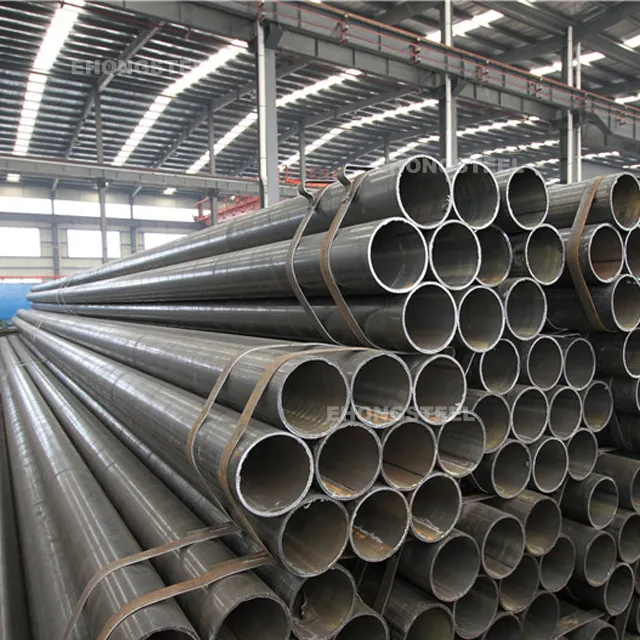 Good quality Q345 steel weld pipe Sch40 carbon steel pipe ERW Welded Black round pipe