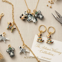 Breloque animale artisanale fantaisie |   Pendentif en émail animal peint à la main, plaqué or 18K PVD, en acier inoxydable |   Imperméable et résistant au ternissement