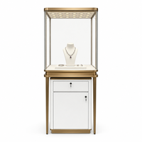 Vitrine à bijoux autoportante en or rose, avec tiroirs verrouillables et éclairage LED, pour magasin de bijoux