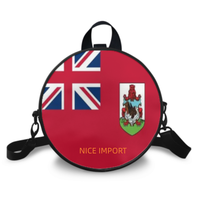 Tas Selempang Bendera Barbados untuk Wanita, Tas Tangan Bulat PU dengan Resleting untuk Penggunaan Sehari-hari, Dompet Ponsel, Tas Selempang Wanita Trendi