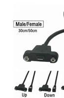Puerto Micr-usb de ángulo izquierdo y derecho de 90 grados, Conector de bloqueo macho a hembra, Cable de extensión de montaje en panel Micr Usb con montaje en Tornillo