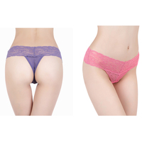 Fournisseur de la Chine String sans couture Mini string pour filles Culottes en coton Sous-vêtements courts en dentelle pour femmes