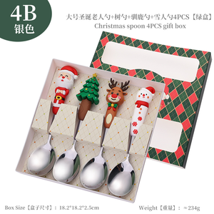 <b>Modern</b> Party Disposable Stainless Steel Metal <b>Christmas</b> Spoon Fork Cutlery Set Cartoon <b>Christmas</b> <b>Tree</b> Dessert Spoon - Product Image 5
