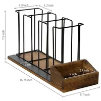 Porte-gobelets Oniya à 3 emplacements avec base en bois, organisateur de condiments pour la pause-café, articles de décoration de cuisine