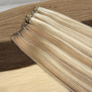 Extensiones de Cabello Humano Eslavo Virgen Europeo de Precio de Fábrica, Trama Genius Invisible de Doble Grosor, Tejido Rubio - Product Image 5
